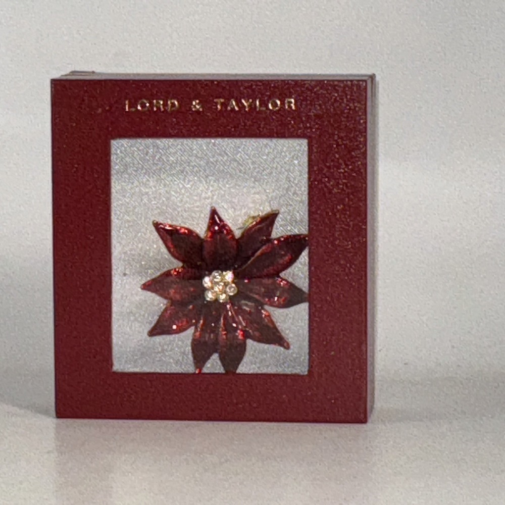 Lord & Taylor Poinsettia Pin Brooch New In Box